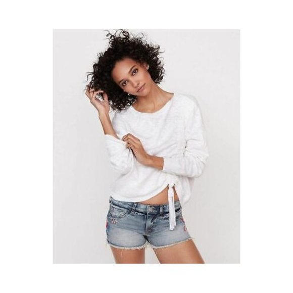 Express Marled Asymmetrical Ruched Pullover Sweater XS - Picture 5 of 7